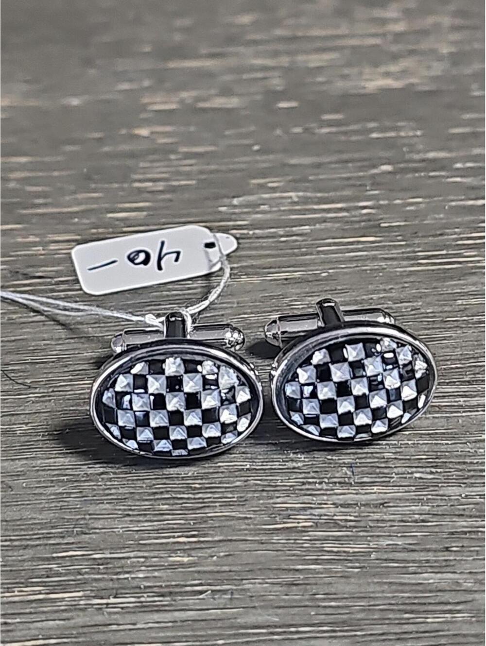 WEHHayward Sterling Silver Black Onyx, Sodalite &Mother Of Pearl Check Cufflink